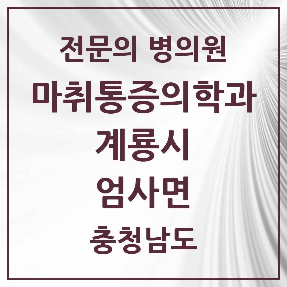 2025 충청남도 계룡시 엄사면 마취통증의학과 전문의 의원·병원 목록 1곳