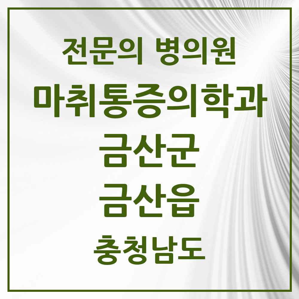 2025 충청남도 금산군 금산읍 마취통증의학과 전문의 의원·병원 목록 1곳