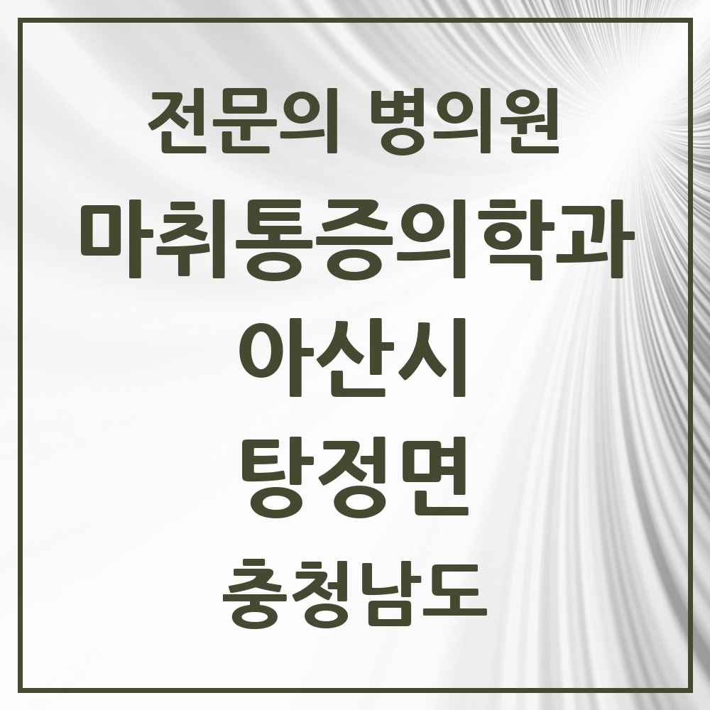 2025 충청남도 아산시 탕정면 마취통증의학과 전문의 의원·병원 목록 2곳
