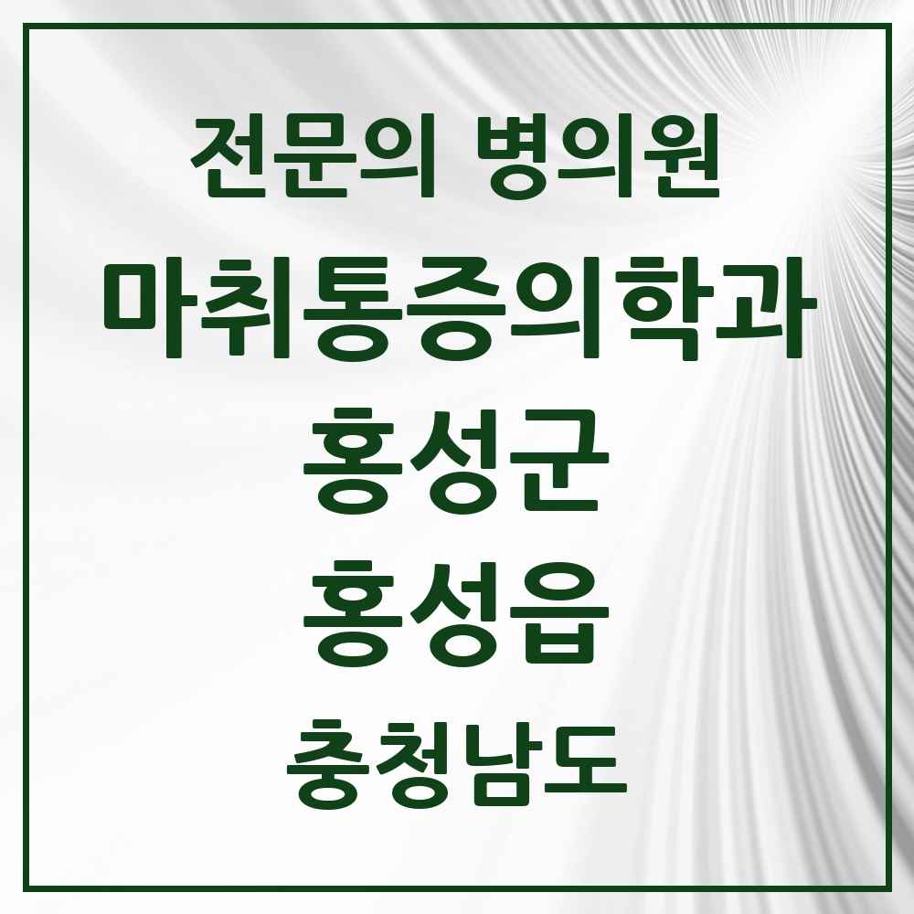 2025 충청남도 홍성군 홍성읍 마취통증의학과 전문의 의원·병원 목록 3곳