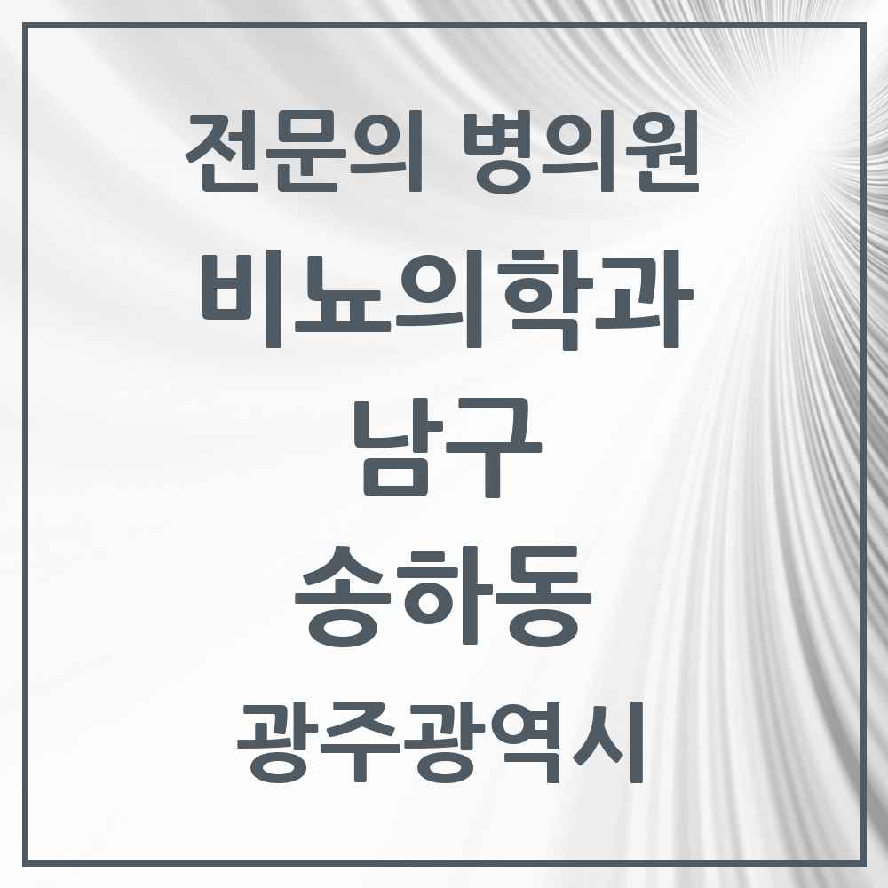 2025 광주광역시 남구 송하동 비뇨의학과 비뇨기과 전문의 의원·병원 목록 1곳
