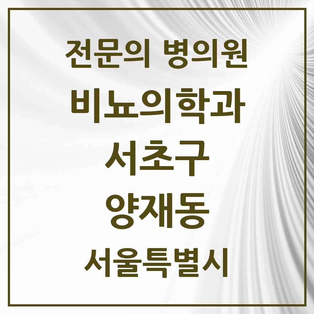 2025 서울특별시 서초구 양재동 비뇨의학과 비뇨기과 전문의 의원·병원 목록 2곳