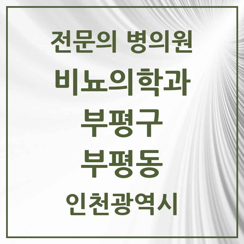 2025 인천광역시 부평구 부평동 비뇨의학과 비뇨기과 전문의 의원·병원 목록 8곳