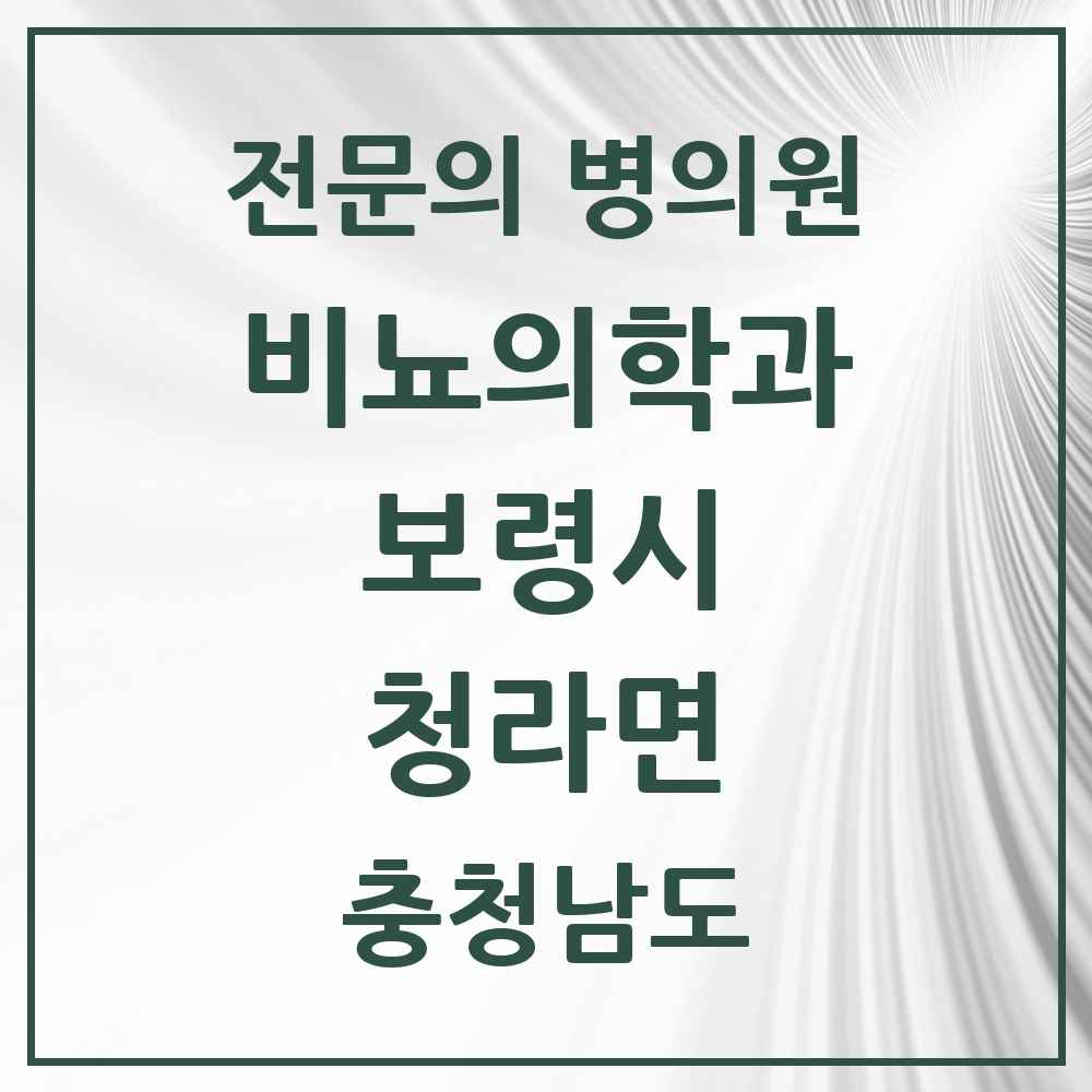 2025 충청남도 보령시 청라면 비뇨의학과 비뇨기과 전문의 의원·병원 목록 1곳