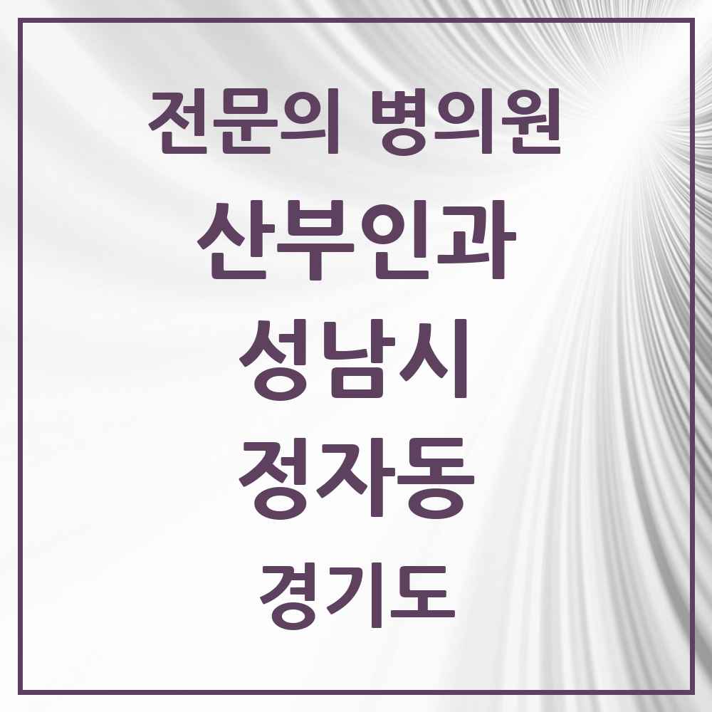 2025 경기도 성남시 정자동 산부인과 전문의 의원·병원 목록 4곳