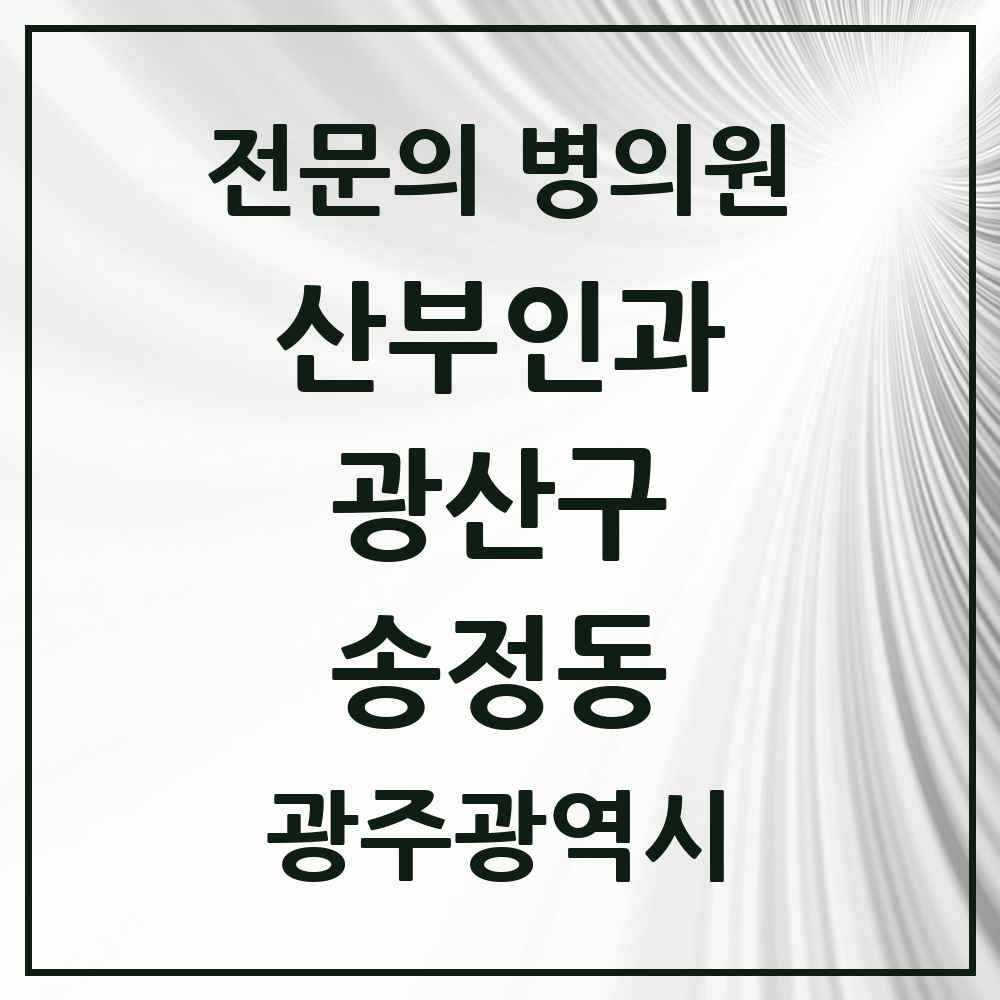 2025 광주광역시 광산구 송정동 산부인과 전문의 의원·병원 목록 3곳