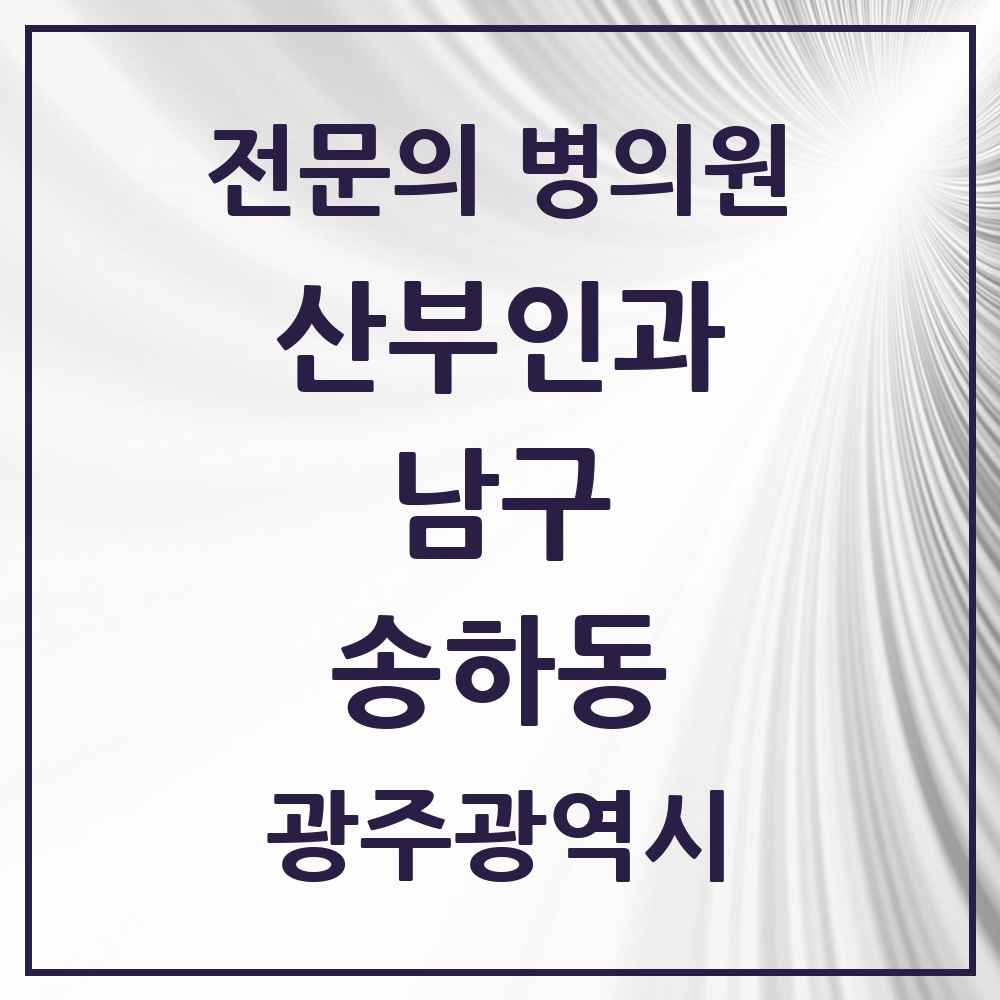 2025 광주광역시 남구 송하동 산부인과 전문의 의원·병원 목록 1곳