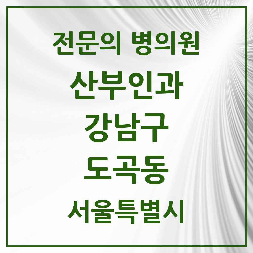2025 서울특별시 강남구 도곡동 산부인과 전문의 의원·병원 목록 7곳