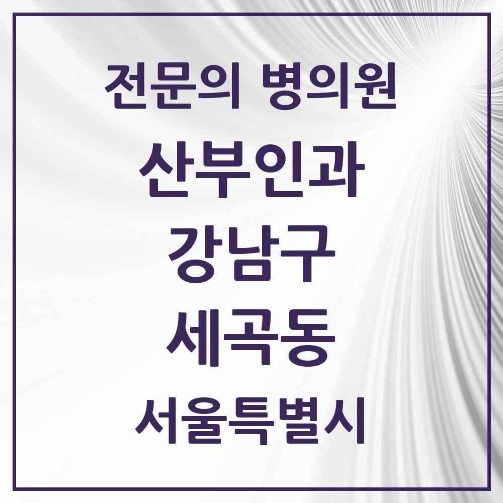 2025 서울특별시 강남구 세곡동 산부인과 전문의 의원·병원 목록 1곳