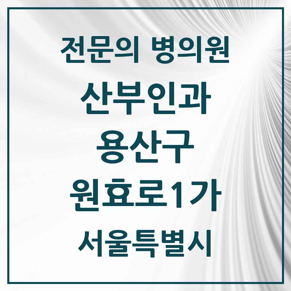 2025 서울특별시 용산구 원효로1가 산부인과 전문의 의원·병원 목록 1곳