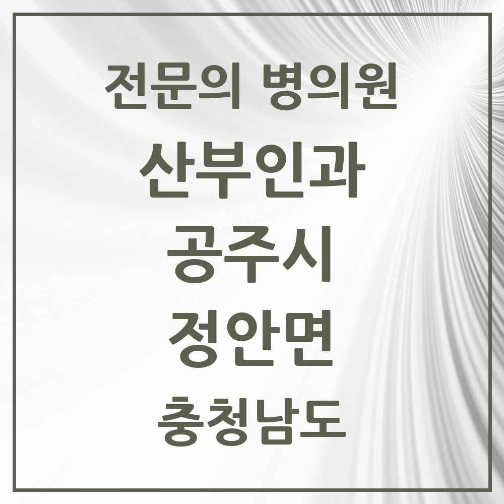 2025 충청남도 공주시 정안면 산부인과 전문의 의원·병원 목록 1곳