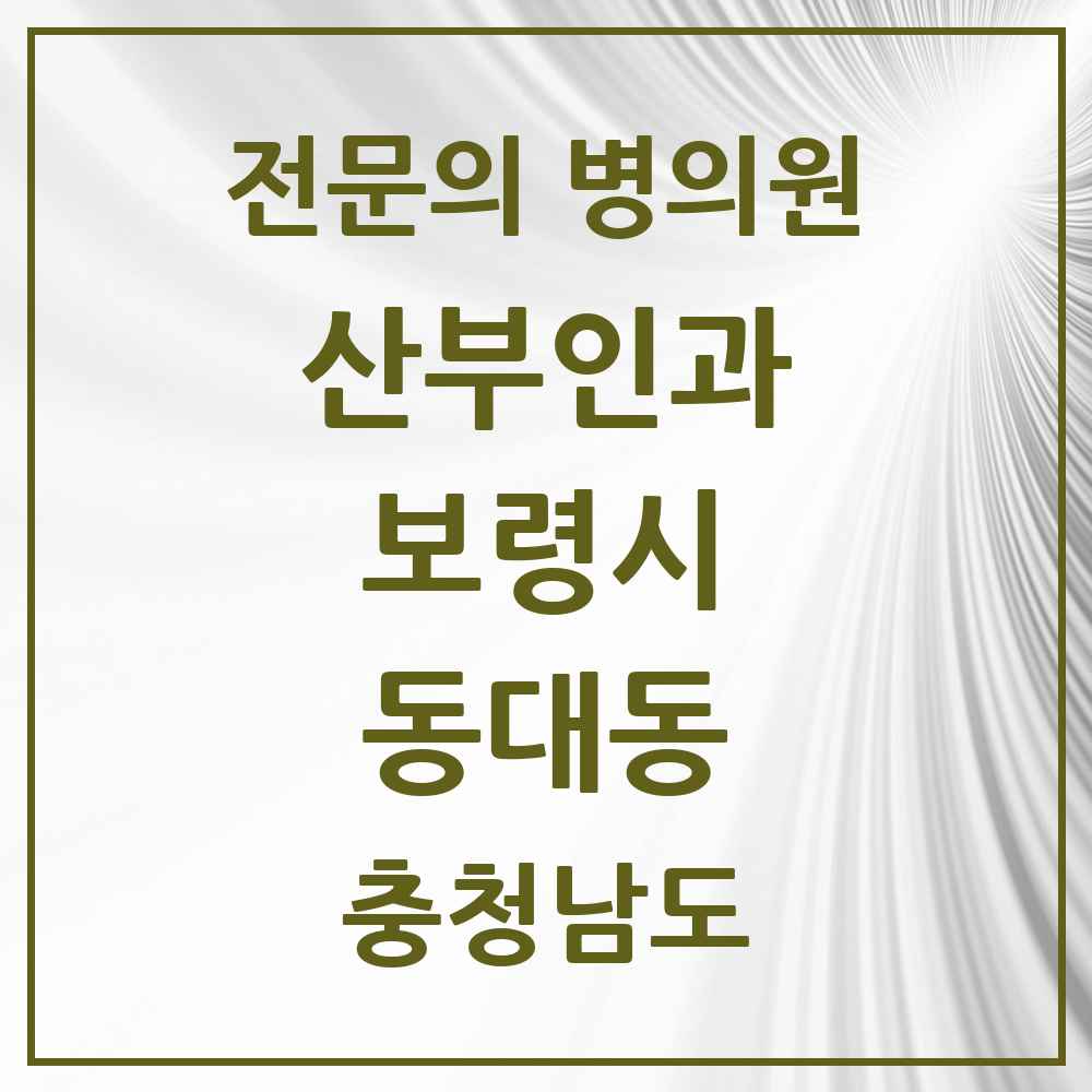 2025 충청남도 보령시 동대동 산부인과 전문의 의원·병원 목록 1곳