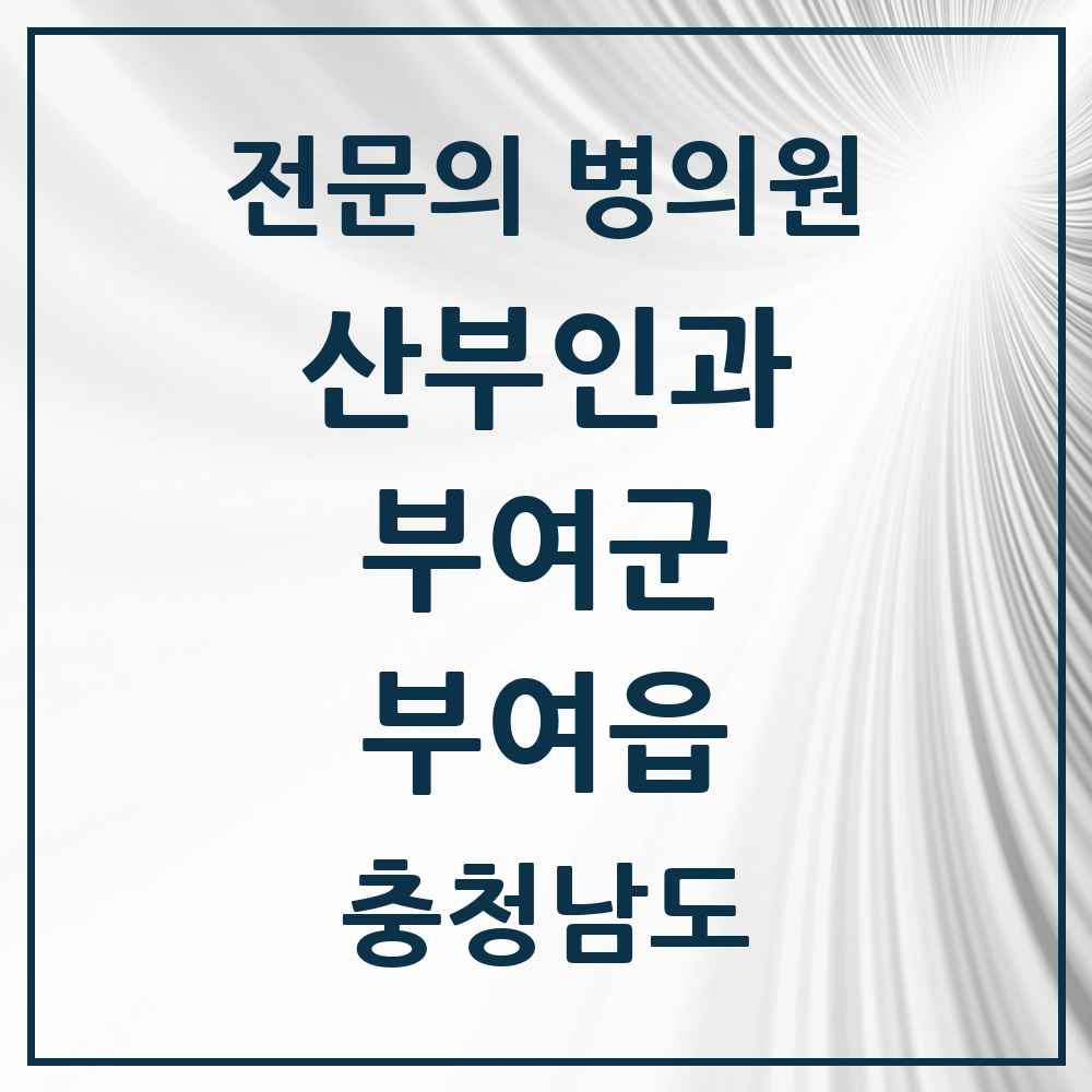 2025 충청남도 부여군 부여읍 산부인과 전문의 의원·병원 목록 2곳