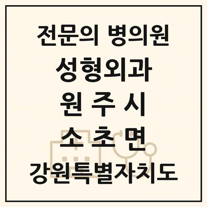 2026 강원특별자치도 원주시 소초면 성형외과 전문의 의원·병원 목록 1곳