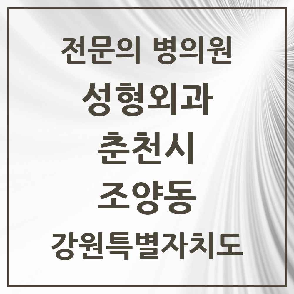 2025 강원특별자치도 춘천시 조양동 성형외과 전문의 의원·병원 목록 1곳