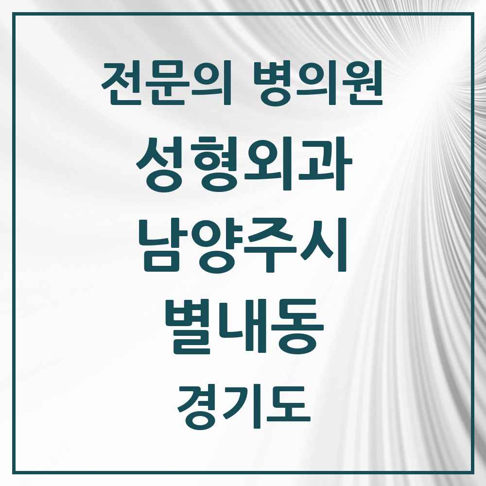 2025 경기도 남양주시 별내동 성형외과 전문의 의원·병원 목록 1곳