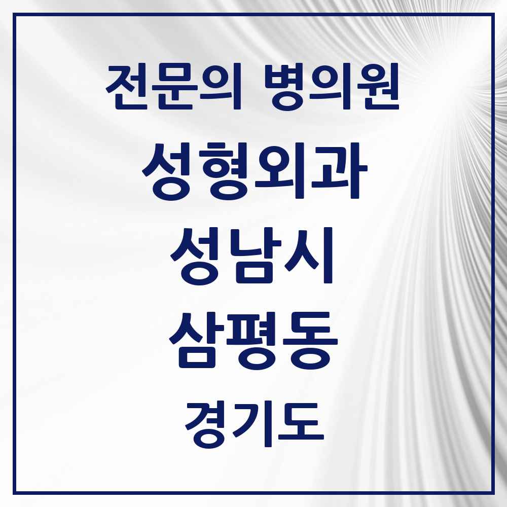 2025 경기도 성남시 삼평동 성형외과 전문의 의원·병원 목록 1곳