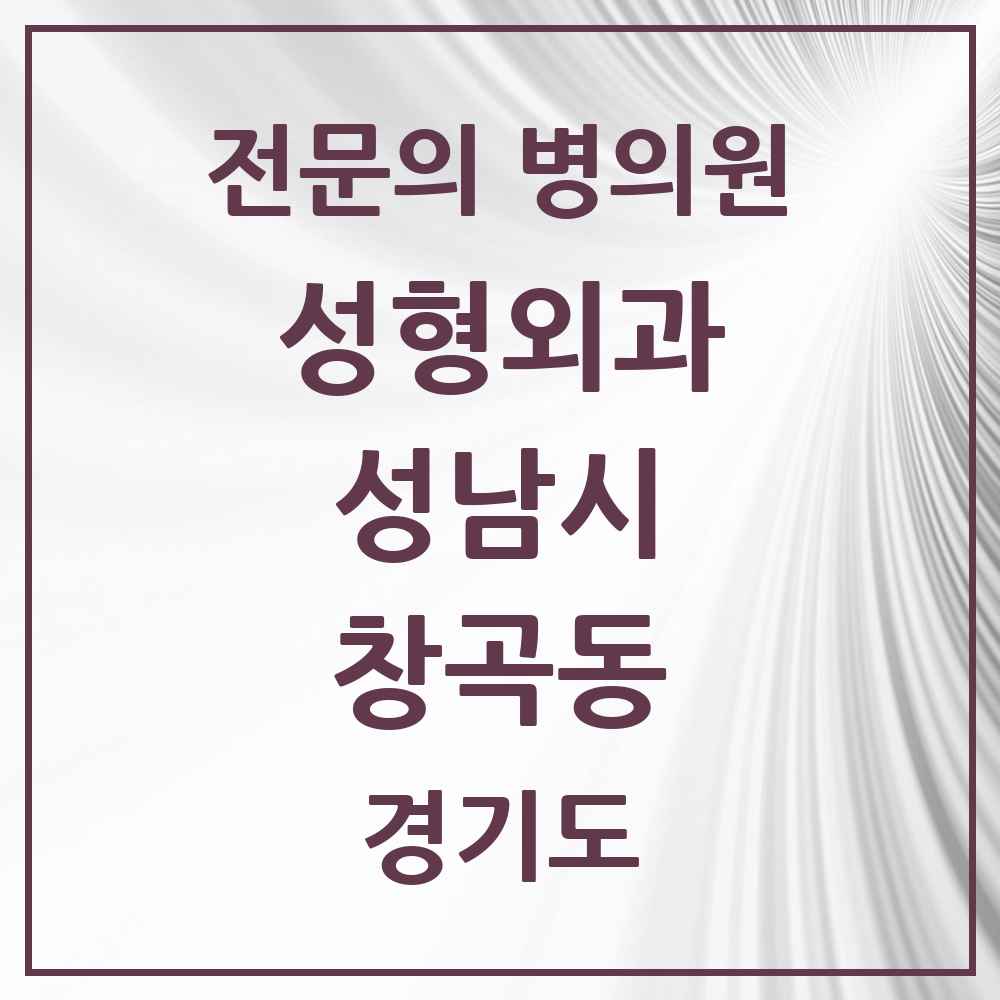 2025 경기도 성남시 창곡동 성형외과 전문의 의원·병원 목록 2곳