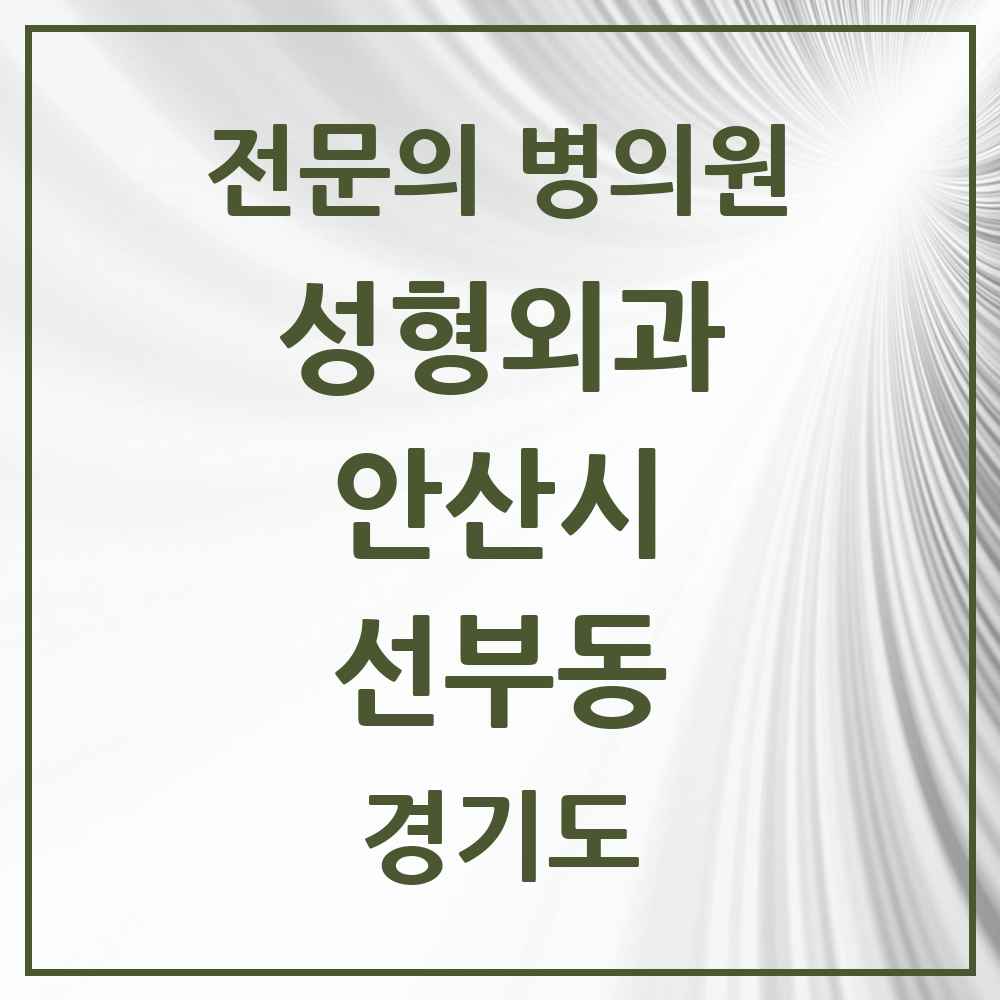 2025 경기도 안산시 선부동 성형외과 전문의 의원·병원 목록 1곳