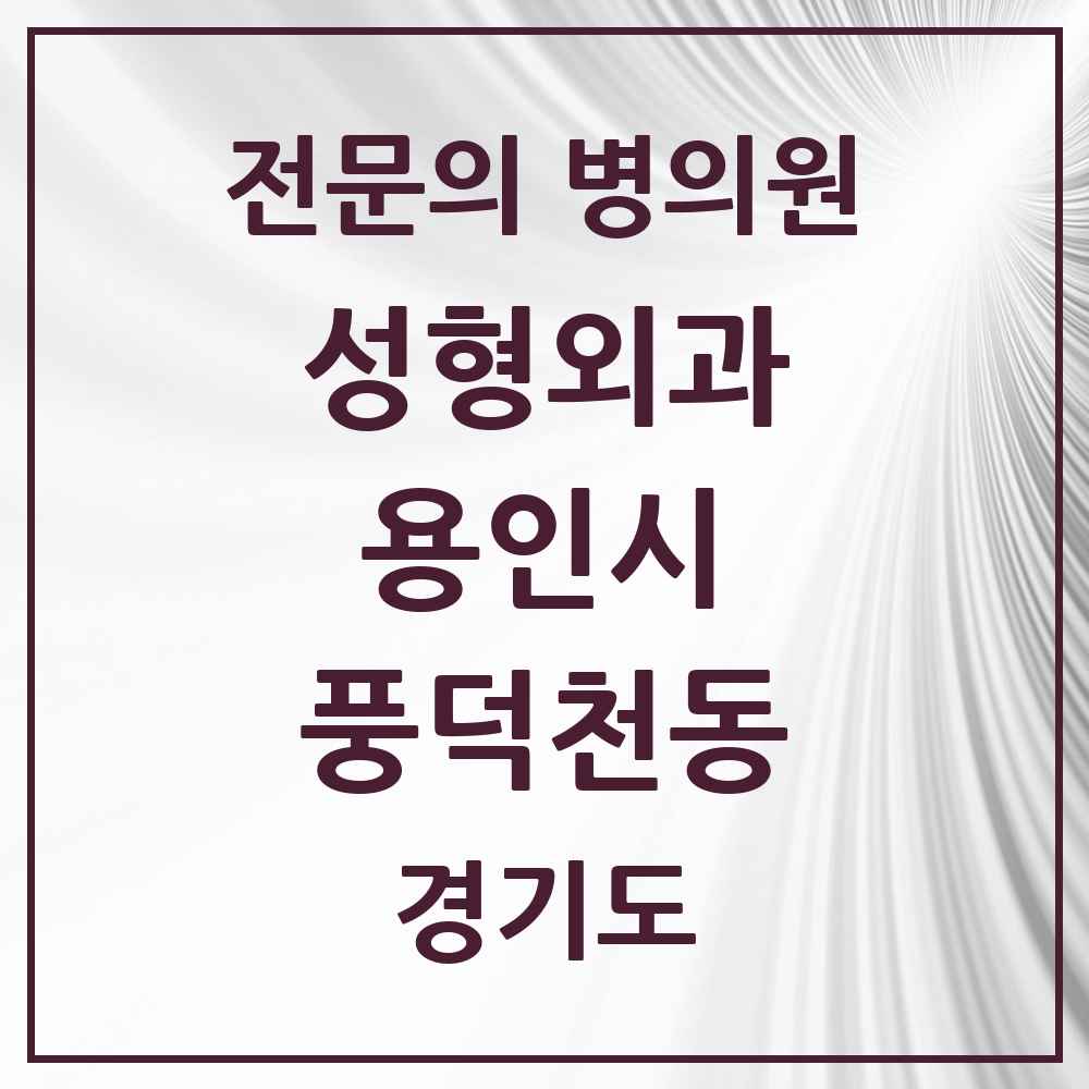 2025 경기도 용인시 풍덕천동 성형외과 전문의 의원·병원 목록 2곳