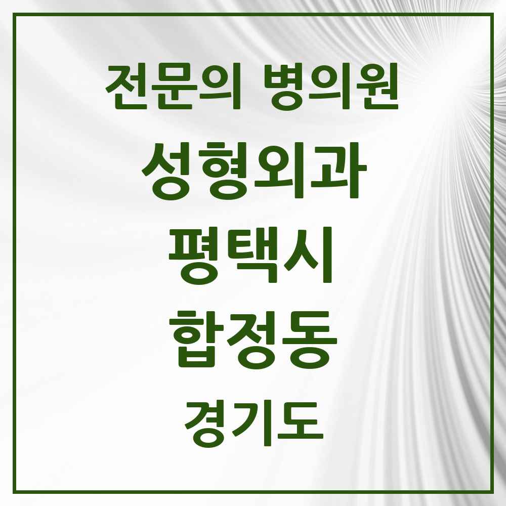 2025 경기도 평택시 합정동 성형외과 전문의 의원·병원 목록 1곳