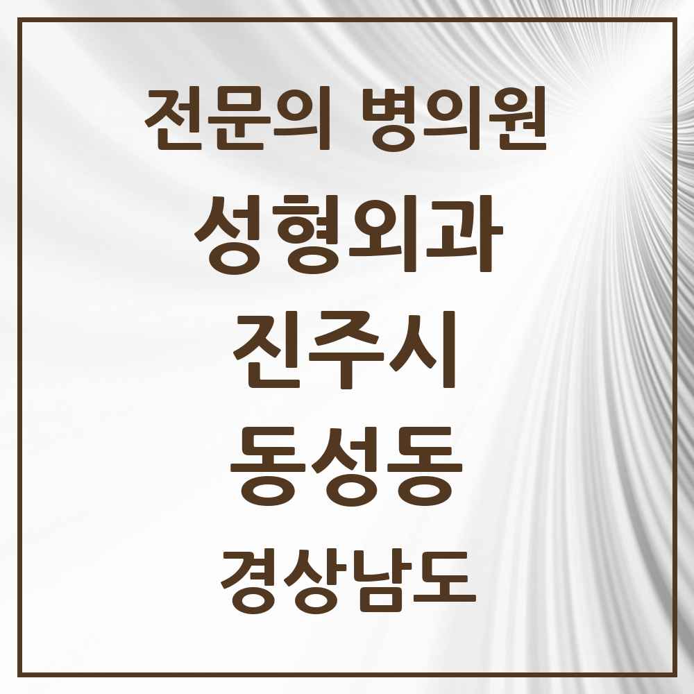 2025 경상남도 진주시 동성동 성형외과 전문의 의원·병원 목록 1곳