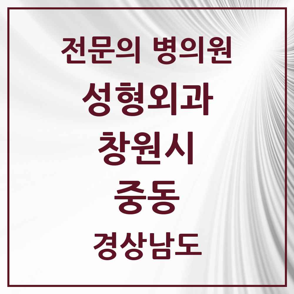 2025 경상남도 창원시 중동 성형외과 전문의 의원·병원 목록 1곳