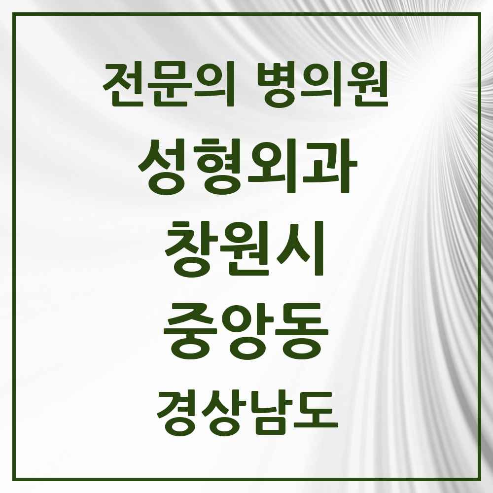 2025 경상남도 창원시 중앙동 성형외과 전문의 의원·병원 목록 1곳