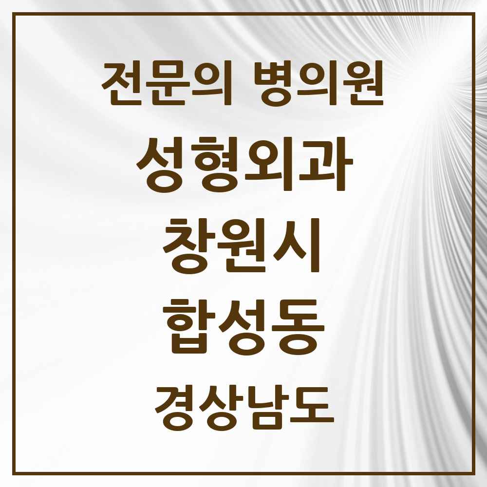 2025 경상남도 창원시 합성동 성형외과 전문의 의원·병원 목록 2곳