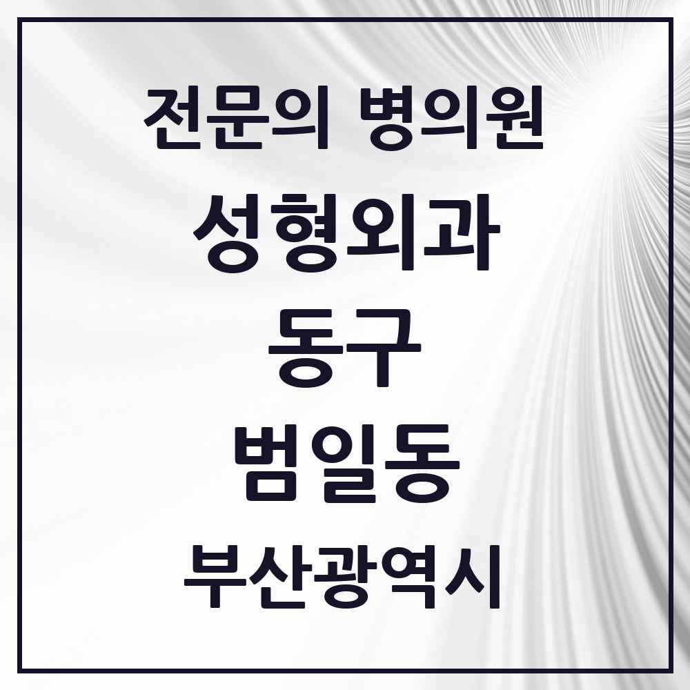 2025 부산광역시 동구 범일동 성형외과 전문의 의원·병원 목록 1곳