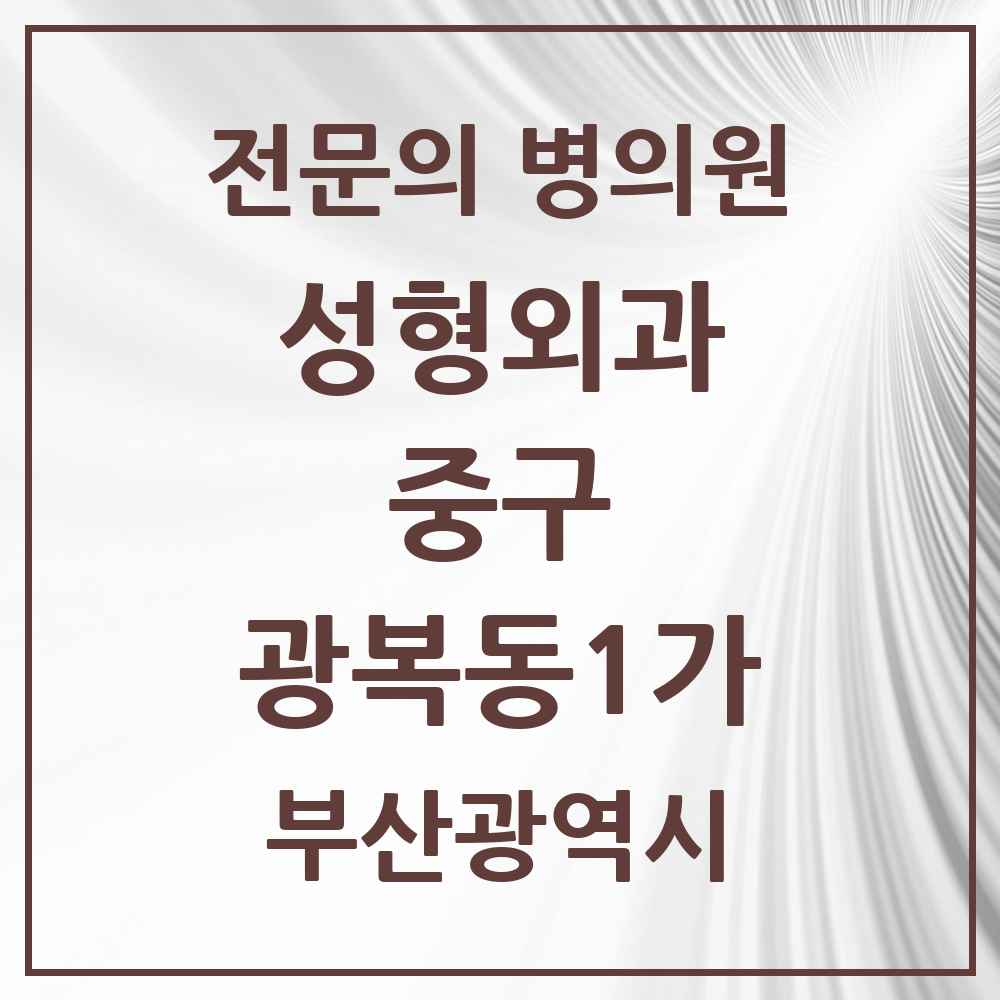 2025 부산광역시 중구 광복동1가 성형외과 전문의 의원·병원 목록 1곳