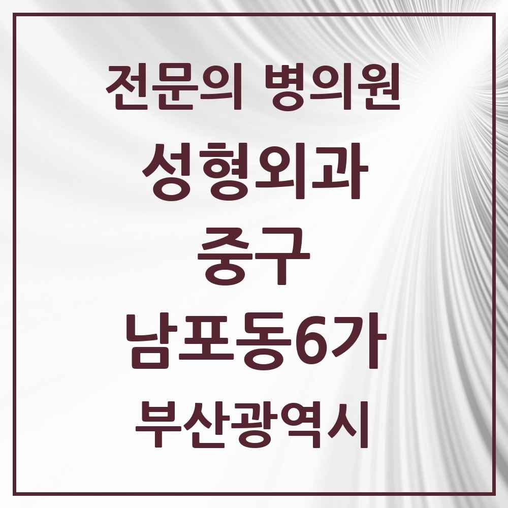 2025 부산광역시 중구 남포동6가 성형외과 전문의 의원·병원 목록 1곳