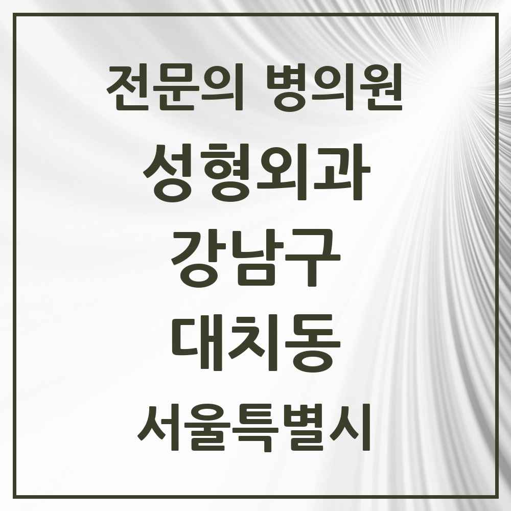2025 서울특별시 강남구 대치동 성형외과 전문의 의원·병원 목록 2곳
