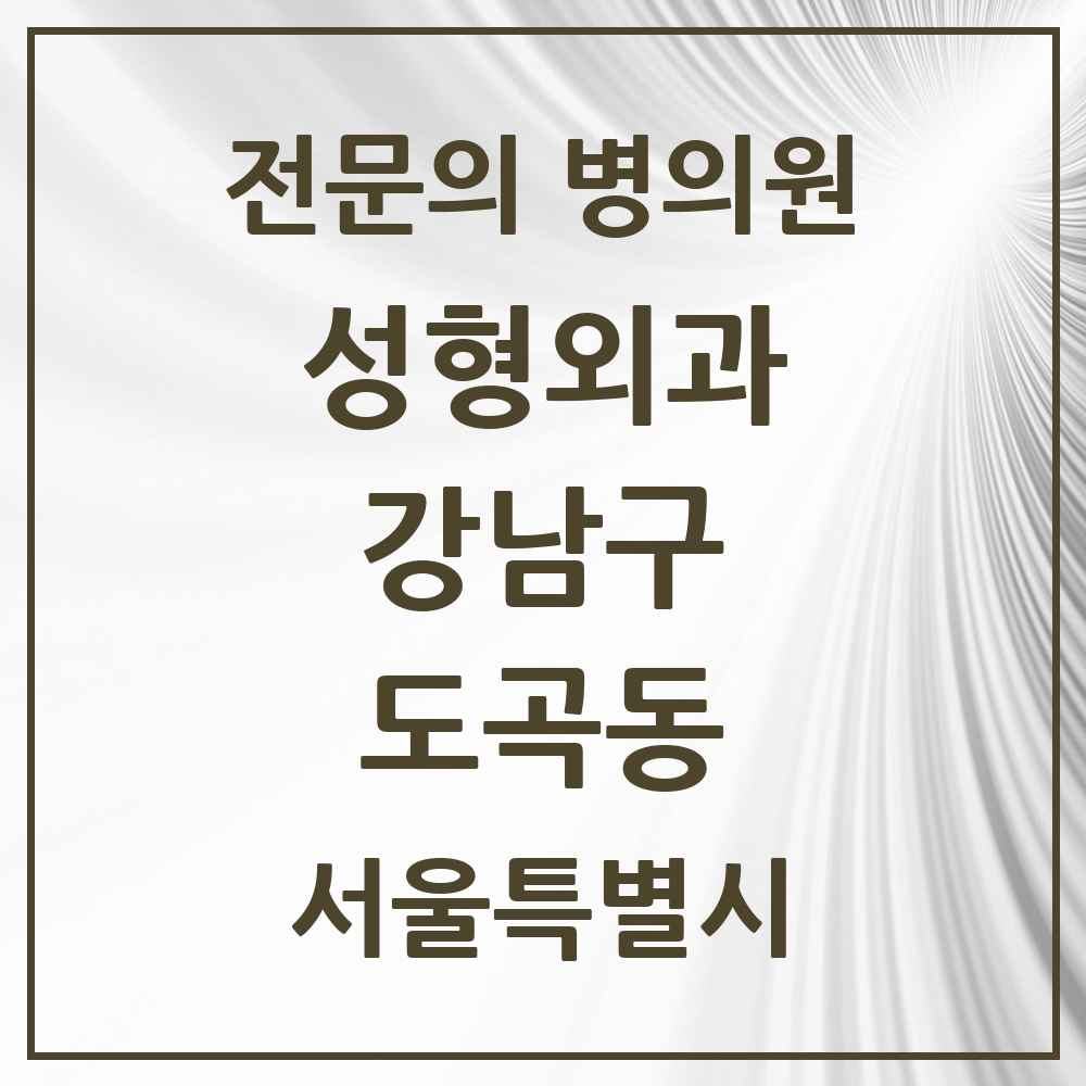 2025 서울특별시 강남구 도곡동 성형외과 전문의 의원·병원 목록 3곳