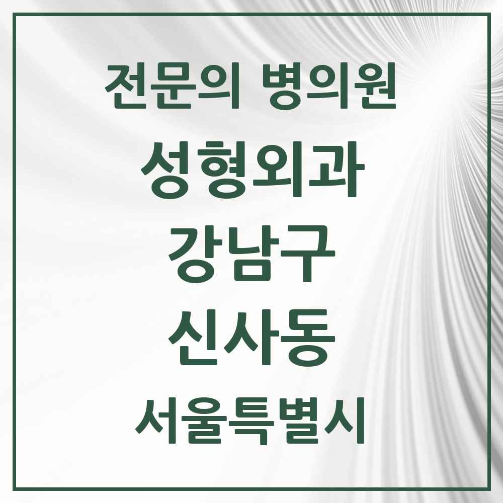 2025 서울특별시 강남구 신사동 성형외과 전문의 의원·병원 목록 226곳