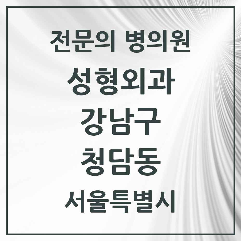 2025 서울특별시 강남구 청담동 성형외과 전문의 의원·병원 목록 28곳