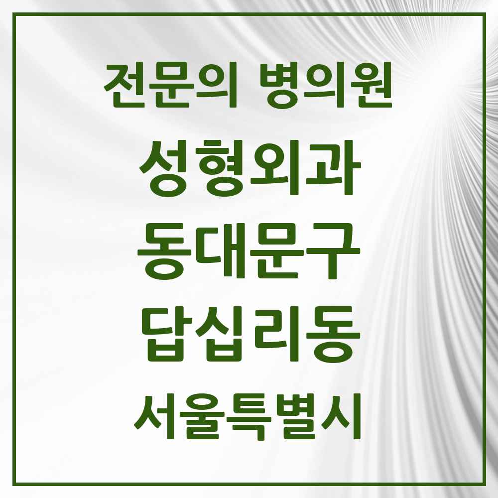 2025 서울특별시 동대문구 답십리동 성형외과 전문의 의원·병원 목록 1곳