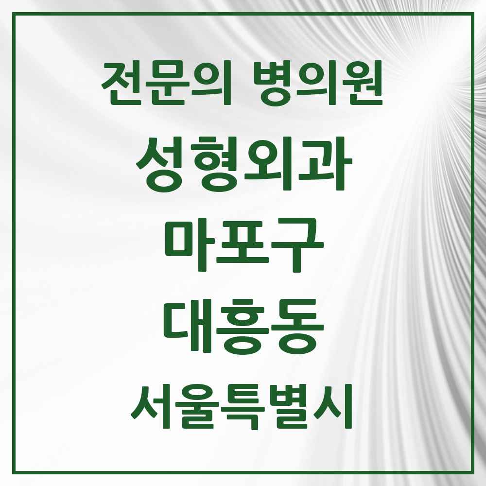 2025 서울특별시 마포구 대흥동 성형외과 전문의 의원·병원 목록 2곳