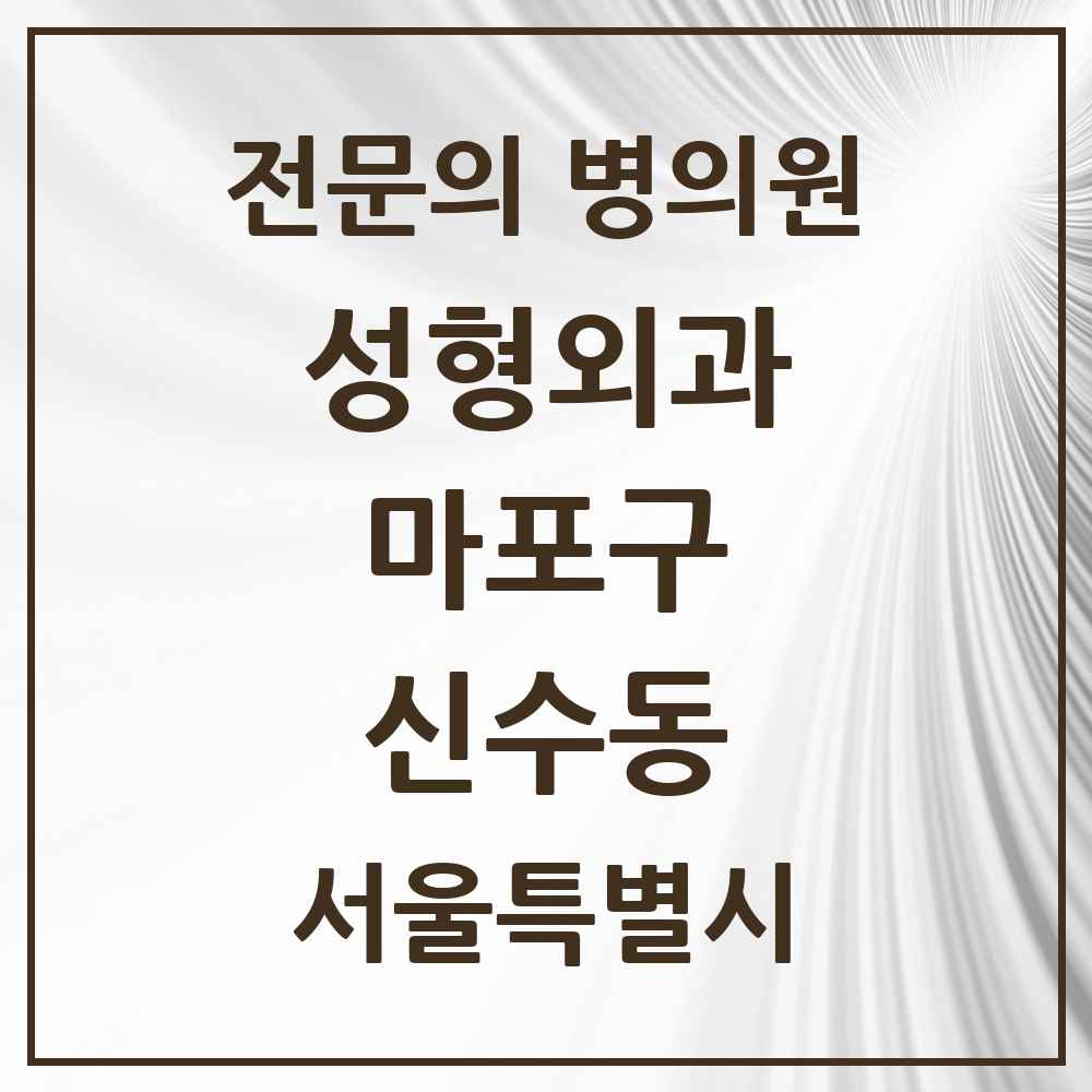 2025 서울특별시 마포구 신수동 성형외과 전문의 의원·병원 목록 1곳
