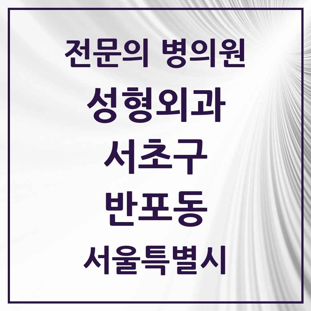 2025 서울특별시 서초구 반포동 성형외과 전문의 의원·병원 목록 31곳