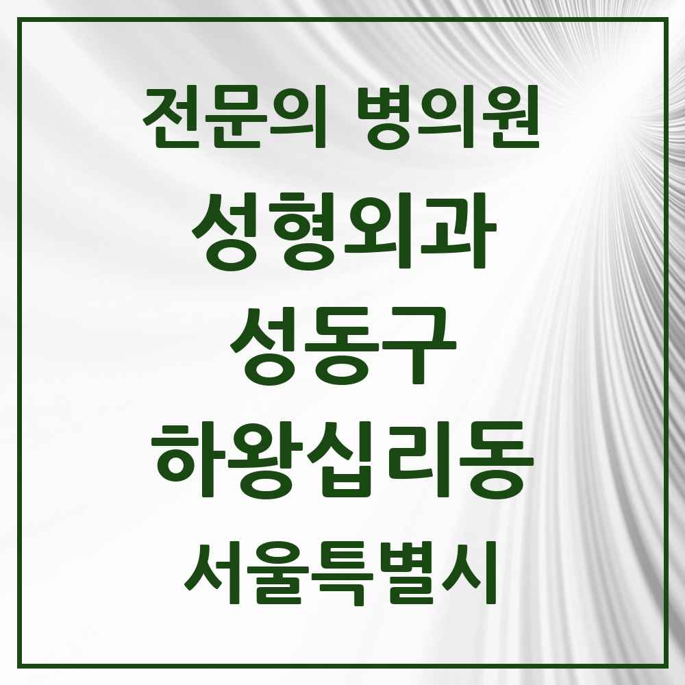 2025 하왕십리동 성형외과 전문의 의원·병원 모음 1곳 | 서울특별시 성동구 추천 리스트