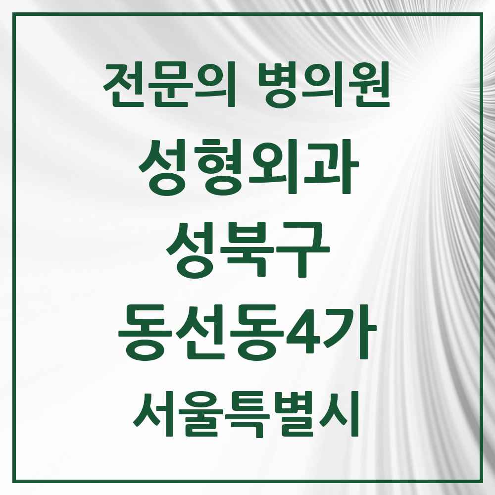 2025 서울특별시 성북구 동선동4가 성형외과 전문의 의원·병원 목록 1곳