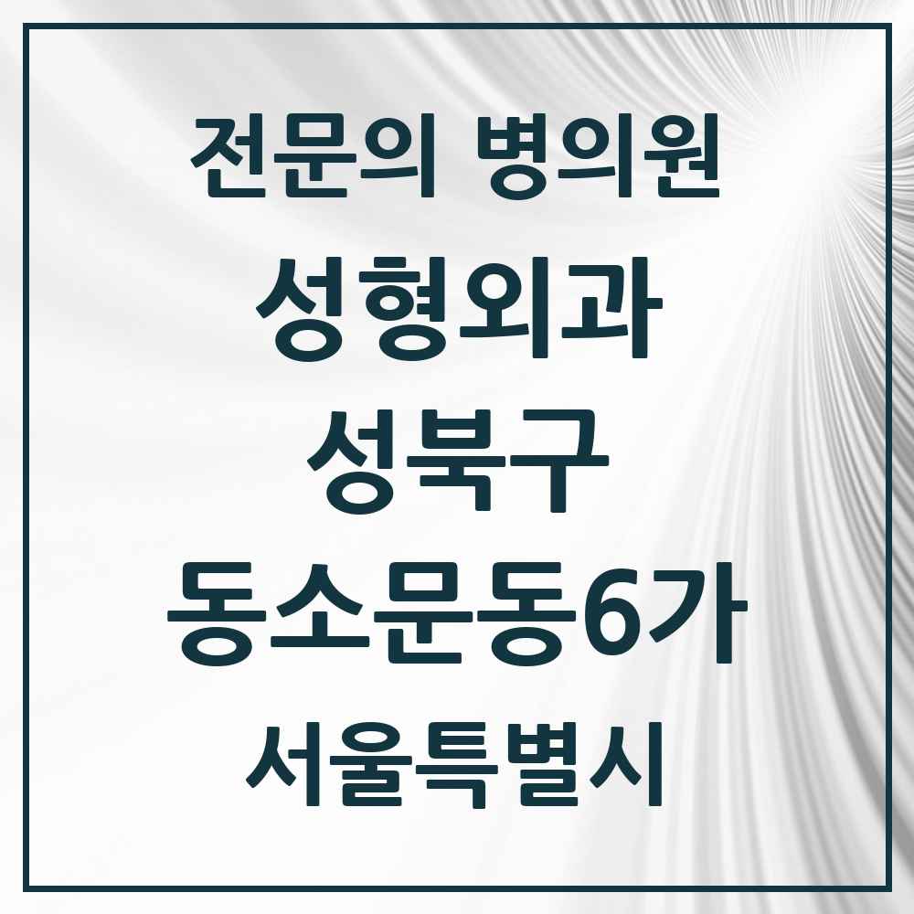 2025 서울특별시 성북구 동소문동6가 성형외과 전문의 의원·병원 목록 1곳