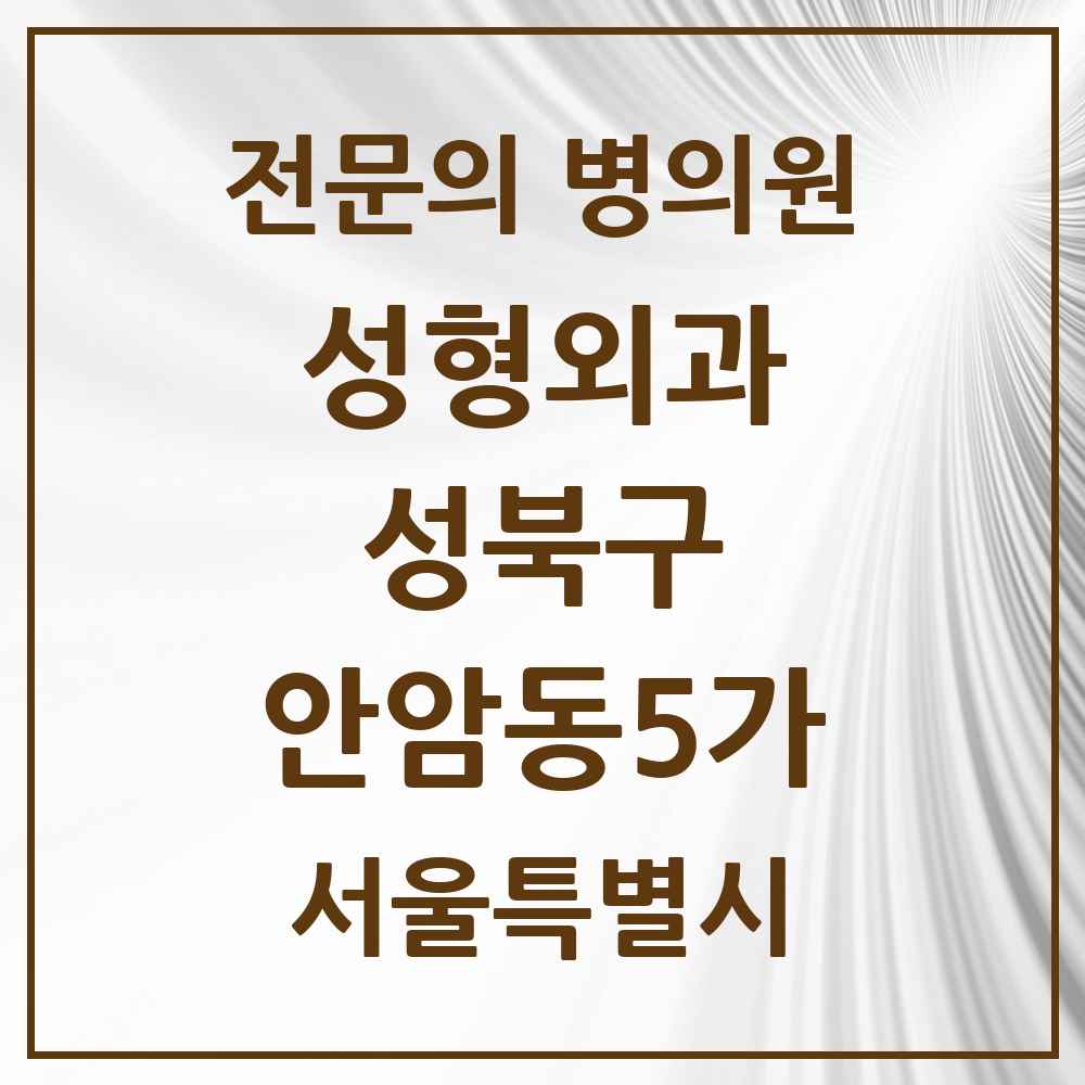 2025 서울특별시 성북구 안암동5가 성형외과 전문의 의원·병원 목록 1곳