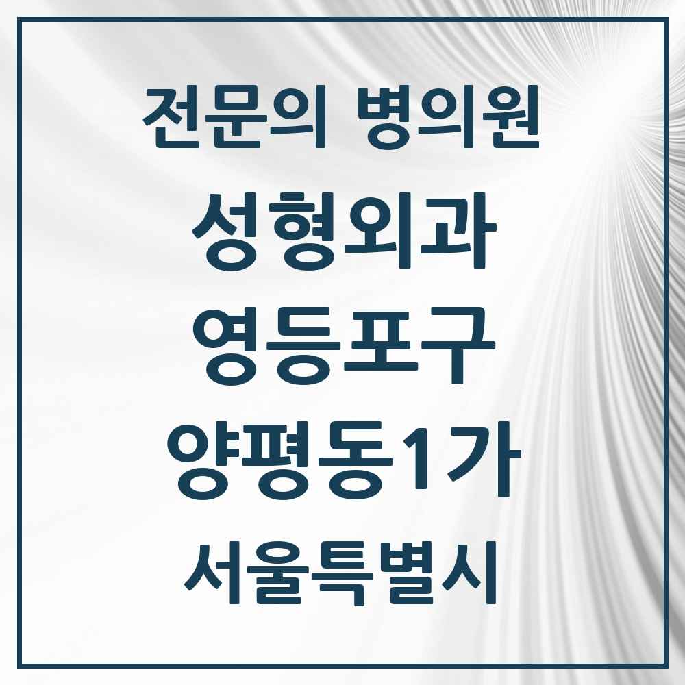 2025 서울특별시 영등포구 양평동1가 성형외과 전문의 의원·병원 목록 1곳