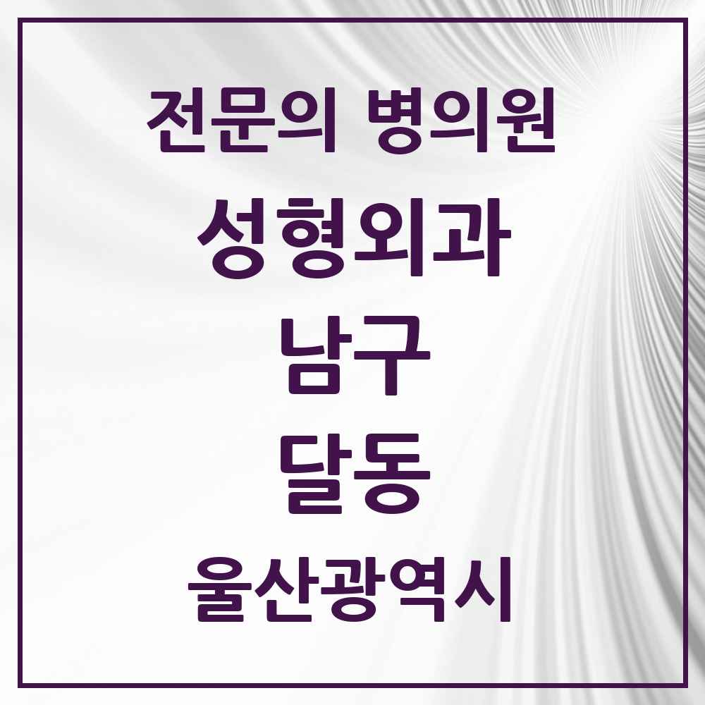 2025 울산광역시 남구 달동 성형외과 전문의 의원·병원 목록 5곳