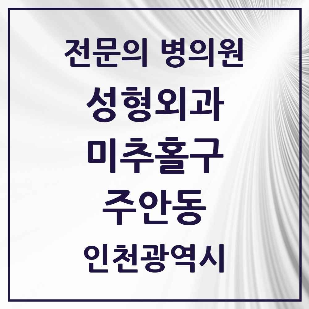 2025 인천광역시 미추홀구 주안동 성형외과 전문의 의원·병원 목록 1곳