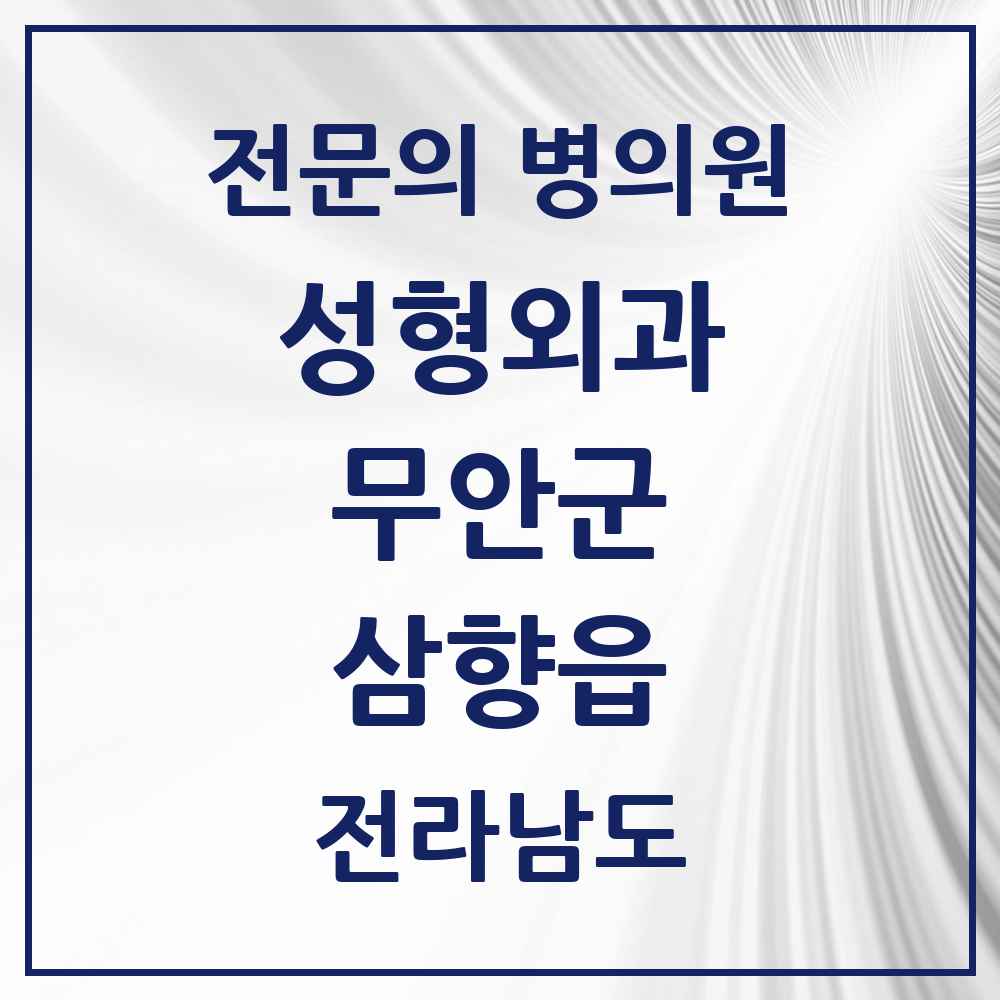 2025 전라남도 무안군 삼향읍 성형외과 전문의 의원·병원 목록 1곳