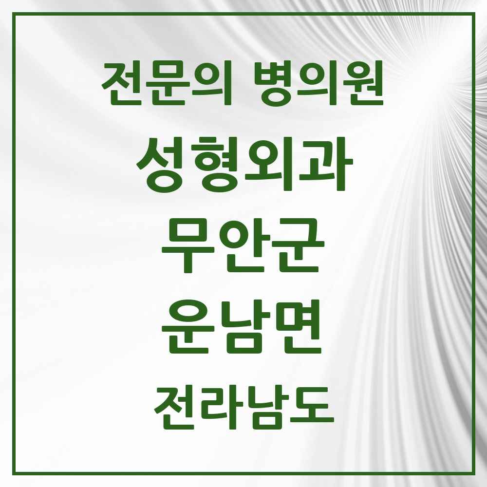 2025 전라남도 무안군 운남면 성형외과 전문의 의원·병원 목록 1곳