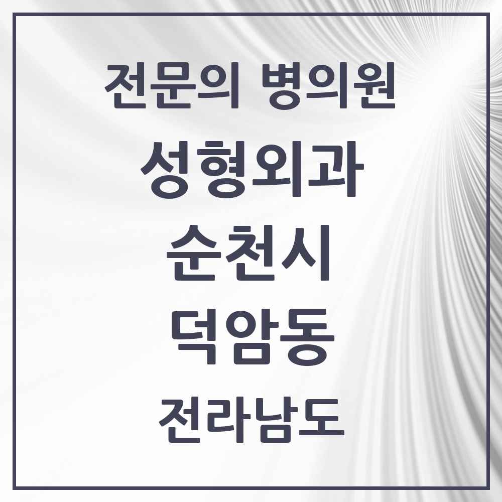 2025 전라남도 순천시 덕암동 성형외과 전문의 의원·병원 목록 1곳